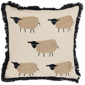Conjunto de 2 almofadas decorativas com franjas e motivo de ovelha 45 x 45 cm BANNU Beliani