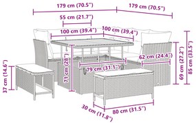 Conjunto de Sofá de Jardim de 8 Peças com Almofadas Bege em Rattan Pol