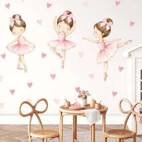 Autocolantes aguarela para meninas - Bailarinas com vestidos cor-de-rosa
