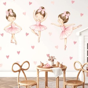 Autocolantes aguarela para meninas - Bailarinas com vestidos cor-de-rosa