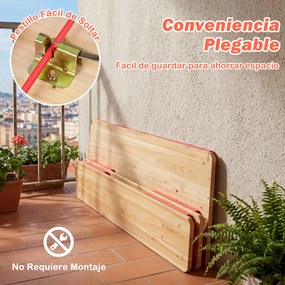 Conjunto de mesa e 2 bancos dobráveis para crianças, com tampo em madeira de abeto e estrutura metálica, para piqueniques de 4 pessoas, idades entre o