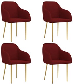 vidaXL Cadeiras de jantar 4 pcs veludo vermelho tinto