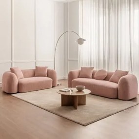 Conjunto De Sala Com Sofá Modular De 3 Lugares E Sofá De 2 Lugares Em Chenille Coco Tecido Chenille Rosa Quartzo - Sklum