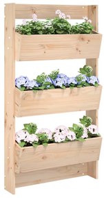 vidaXL Floreira de parede com 3 caixas 60x18,5x110 cm pinho maciço