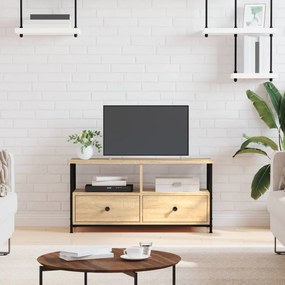 vidaXL Móvel de TV 90x33x45 cm derivados madeira/ferro carvalho sonoma