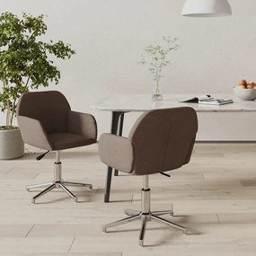 vidaXL Cadeiras de jantar giratórias 2 pcs tecido cinzento-acastanhado