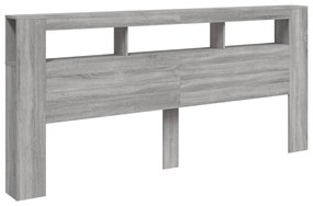 Cabeceira c/ LEDs 220x18,5x103,5 cm sonoma cinzento