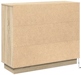 Sideboard vidaXL com LED Carvalho Sonoma 90x32x75 cm em madeira engenh