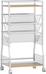 Carrinho de Arrumação, 42 x 30 x 81 cm, Rodas Bloqueáveis, Branco