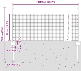 Cerca de Fio Soldado com 44 Postes U Prata 0.5x100 m Aço