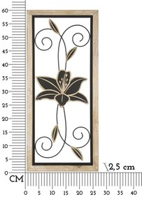 PAINEL DE PAREDE DE FERRO/MADEIRA KOMAN 26X2,5X60 CM CASTANHO E PRETO