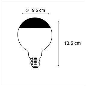 Conjunto de 5 E27 regulável LED lâmpada de filamento espelho G95 preto 550lm 2700K