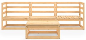 4 pcs conjunto lounge de jardim pinho maciço