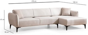 Sofá de Canto Belissimo – Off White – 270 x 140 cm