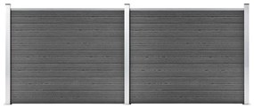 vidaXL Conjunto painel de cerca 353x146 cm WPC preto
