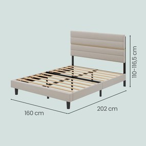 Estrutura de cama de casal, adequada para colchões de 160 x 200 cm (NÃO INCLUIDO) bege