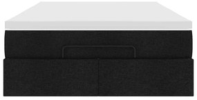 Estrutura de cama otomana com colchão preto 120x190 cm tecido