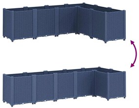 Vaso/floreira 160x120x53 cm PP cinzento azul