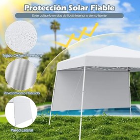 Tenda 300 x 300 cm Pop Up Dobrável com 1 Parede Lateral Com Saco, jardim, campismo, feiras, eventos com Estrutura Metálica Branca