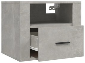 Mesa de cabeceira de parede 50x36x40 cm cinzento cimento