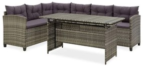 vidaXL 2 pcs conjunto lounge de jardim c/ almofadões vime PE cinzento