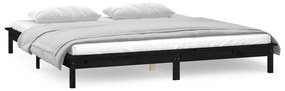 Estrutura de cama c/ LED 140x190 cm madeira maciça preto