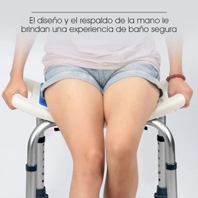 Banco de banho com altura ajustável Assento de banho em alumínio Capacidade até 150 kg Cadeira para grávidas e idosos 51 x 31,5 x 39-51 cm Azul e Prat