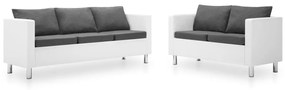 vidaXL Conjunto de sofás couro artificial 2 pcs branco/cinzento claro