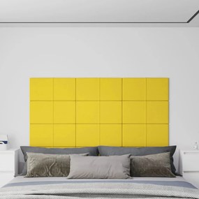 Painel de parede 12 pcs 60x30 cm tecido 2,16 m² amarelo