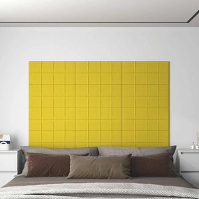 vidaXL Painel de parede 12 pcs 60x30 cm tecido 2,16 m² amarelo-claro