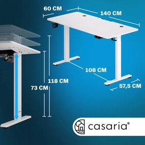 Secretária elétrica regulável em altura 140x60x73-118cm branca