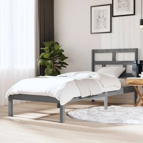 vidaXL Estrutura cama peque solteiro 75x190cm madeira maciça cinzento
