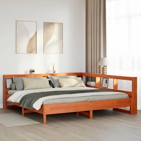vidaXL Cama com estante sem colchão 180x200 cm pinho maciço
