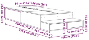 Estrado de Cama Armazenamento Cinza Sonoma 100x200 cm
