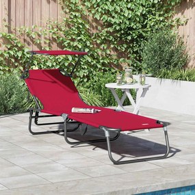 vidaXL Espreguiçadeira dobrável Vermelho 56 x 190 x 81cm tecido
