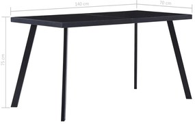Mesa de jantar 140x70x75 cm vidro temperado preto