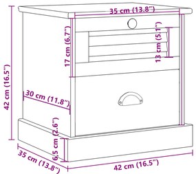 Mesa de cabeceira VIGO 42x35x42 cm pinho maciço branco
