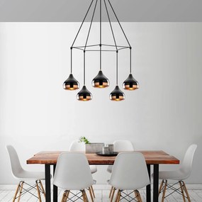 Chandelier Yildo – Preto e Cobre – Diâmetro 68 cm
