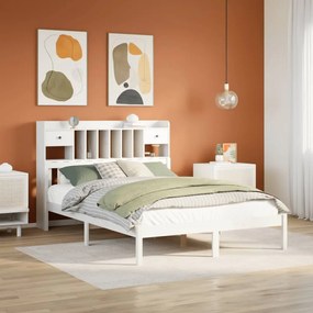 Cama com estante sem colchão 160x200 cm pinho maciço branco