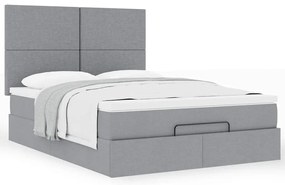Estrutura cama otomana colchão 140x200cm tecido cinzento claro