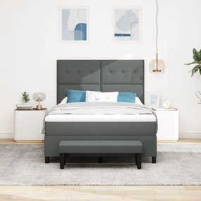 Cama Box Spring com Colchão e Banco Cinza Escuro 140x190 cm Tecido