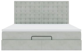 Estrutura cama otomana colchões 160x200cm veludo cinzento claro