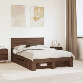 vidaXL Estrutura da Cama com cabeceira Carvalho Marrom 140 x 200 cm
