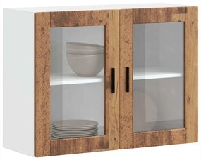vidaXL Armário de parede de cozinha porta de vidro Porto madeira velha