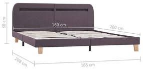 Estrutura cama c/ LEDs em tecido 160x200cm cinzento-acastanhado