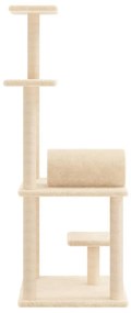 Árvore para gatos c/ postes arranhadores sisal 136 cm cor creme