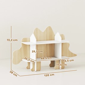 Estante infantil para arrumação de brinquedos e livros, com 6 compartimentos, 120 x 28 x 72,2 cm, em madeira natural