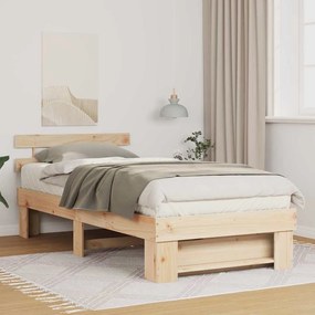 vidaXL Estrutura da Cama Castanho 90 x 200 cm Madeira de pinho maciça