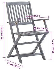 Cadeiras de exterior dobráveis 8pcs c/ almofadões acácia maciça