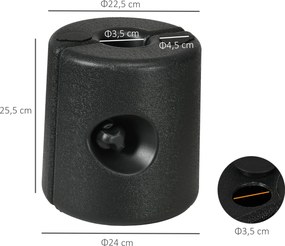 Conjunto de 4 Pesos para Tendas Dobráveis Suportes Enchivel com 9,5 kg de Água ou 12 kg de Areia  Ø24x25,5 cm Preto